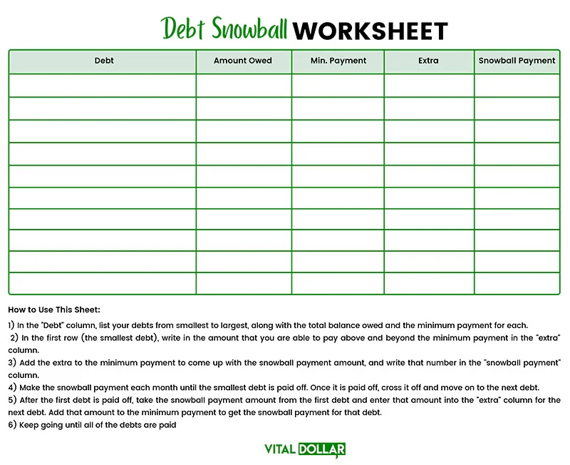 debt snowball spreadsheet
